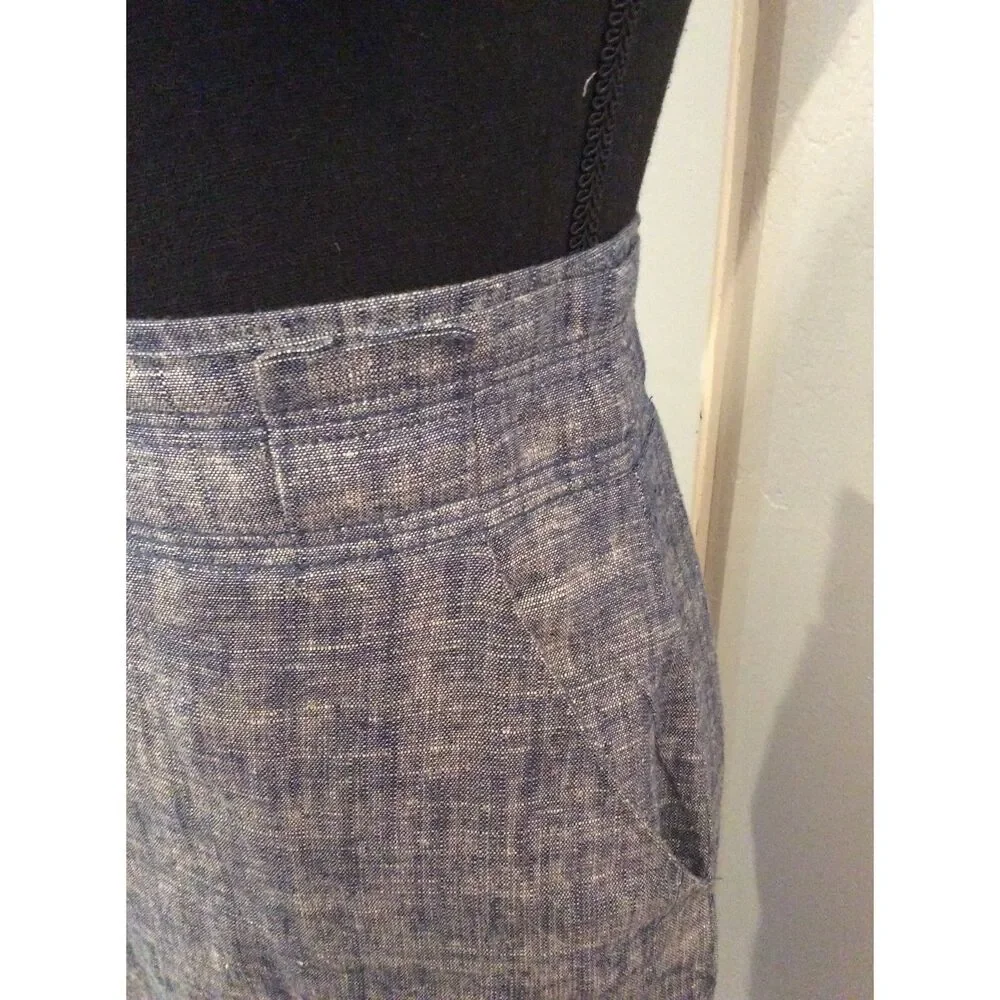 Ann Taylor Blue Pencil Skirt size 8 blue chambray Linen Blend